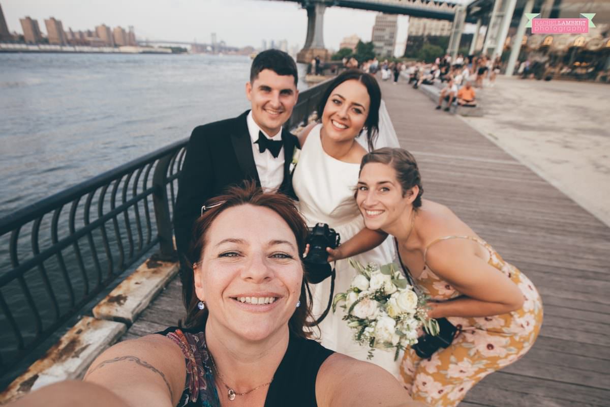 rachel lambert photography brooklyn bridge with bride and groom and second shooter laura dale photogrraphy