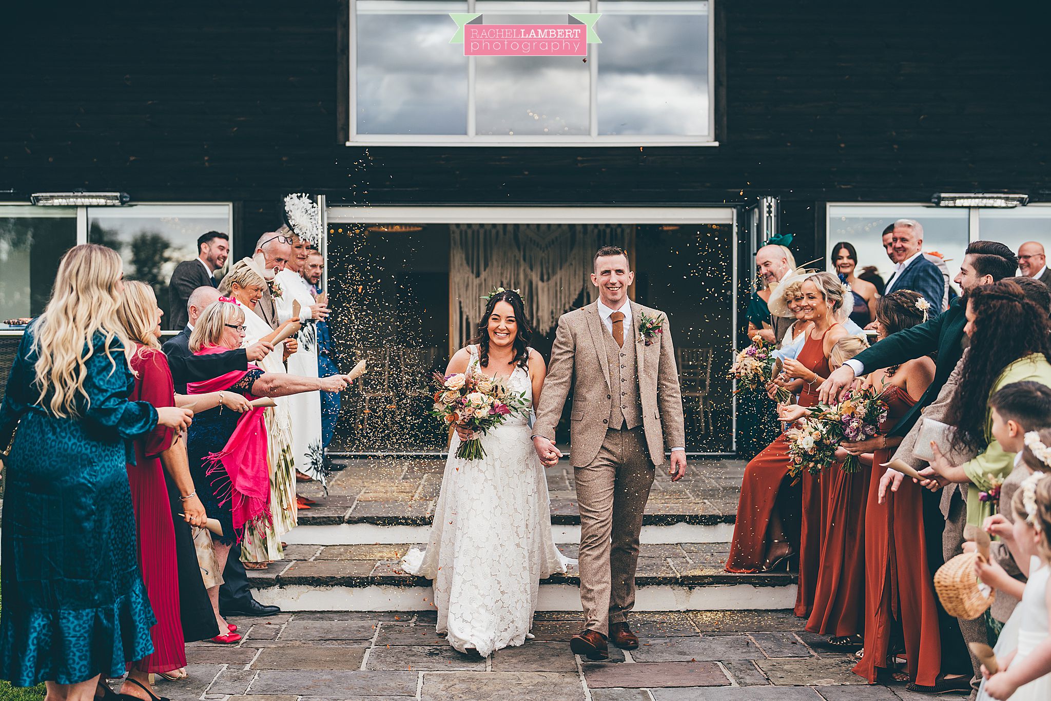 Wedding Llanerch Vineyard rachel lambert photography confetti