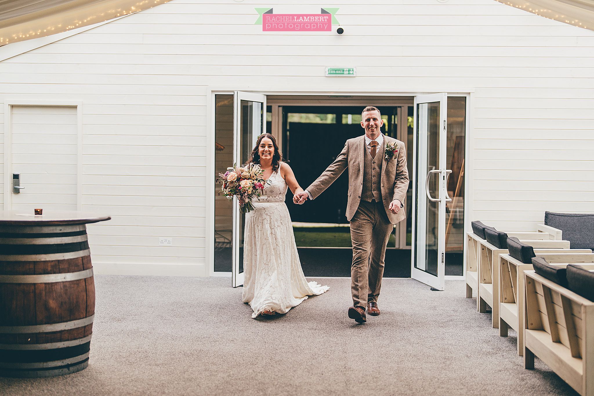 Wedding Llanerch Vineyard rachel lambert photography bride and groom reception entrance