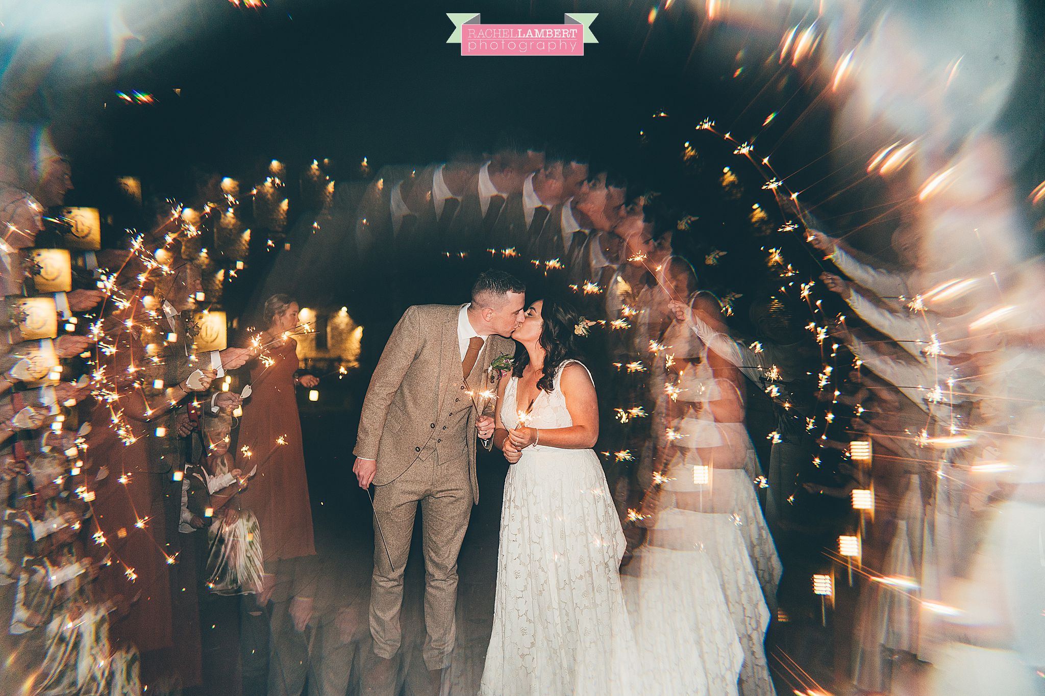 Wedding Llanerch Vineyard rachel lambert photography sparklers bride and groom